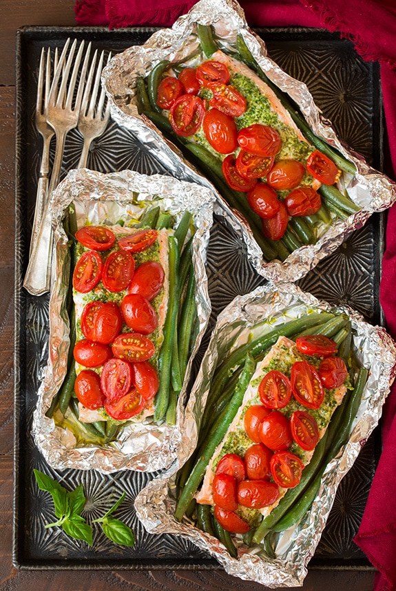 Pesto Salmon & Veggies in Foil: Your Easiest Oven or Grill Dinner